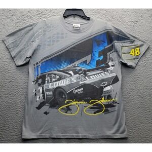 Vtg Chase Authentics Nascar Lowes‎ AOP Shirt Mens Large Jimmie Johnson #48 Tee